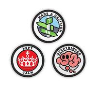 Winks For Days Adulting Merit Badge Embroidered Iron-On Patches (Achievements - Set 6) - Includes Three (3) 2'' Patches: Kept Calm, Made A Decision, and Overthinker, (MRTBDGS001)