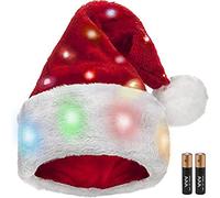 Winks Novelty Plush Santa Hat - Light Up, Funny Christmas Hats for Kids & Adults