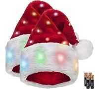 Winks Novelty Plush Santa Hat - Light Up, Funny Christmas Hats for Kids & Adults