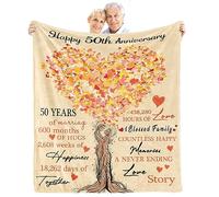 Winkwarm 50th Anniversary Blanket Gifts, 50th Wedding Anniversary Blanket Gifts for Couple Parents, Golden 50 Year Anniversary Decorations Gift Ideas, Throw Blanket 60"X 50"