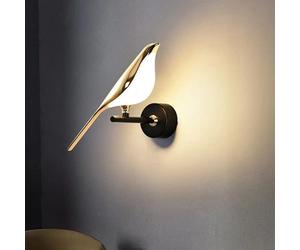 Winlams Magpie Wall Lamp Living Room TV Background Bedside Lamp for Luxury Hotel Bedroom Simple Creative Red Wall Lamp for Birds (Single-warm light) (WD187)