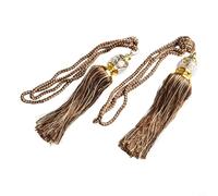 Winlaovate Luxury Curtain Tie Backs European Style Beaded Rope Tiebacks with Tassel Holdbacks for Bedroom Living Room Window Decor Drapery Hardware Pair(brown)