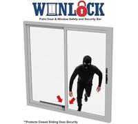 Winlock Patio Security Bar for Child Safety, Pets & Burglary Prevention Stops Sliding, Locks an Open Patio for a Breeze or Close, Solid Steel, Adjustable (2-12") (White, 12" Tall 2.5" Wide)