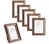 Winlor 2.5x3.5 Mini Picture Frames Set of 6, Small Polaroid Photo Frame with HD Glass, FSC Certified Eco MDF Wood, Tabletop Desk & Wall Display for Instax Film, Baby Nursery Decor, Wallet Size, Coffee