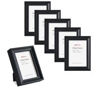Winlor 2.5x3.5 Mini Picture Frames Set of 6, Small Polaroid Photo Frame with HD Glass, FSC Certified Eco MDF Wood, Tabletop Desk & Wall Display for Instax Film, Baby Nursery Decor, Wallet Size, Black