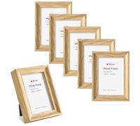 Winlor 2.5x3.5 Mini Picture Frames Set of 6, Small Polaroid Photo Frame with HD Glass, FSC Certified MDF Wood, Tabletop Desk & Wall Display for Instax Film, Baby Nursery Decor, Wallet Size, Natural