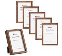 Winlor 2.5x3.5 Picture Frames with Real Glass, 6 Pack Wallet Size Mini Photo Frames for Desk or Wall, Small Polaroid Frames for Baby Pictures, Home Office Nursery Decor, Coffee