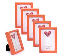 Winlor Small Picture Frames, Mini Size Baby Photo Frame, 2x3'', Set of 6, For Tabletop Home Decor, Polaroid Picture Frame with Soft Magnet, Cute Refrigerator Magnets, Orange