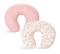 Winmany 2 Pack Muslin Nursing Pillow Covers Soft Cotton Newborn Breastfeeding Pillow Cover Baby Removable Feeding Pillow Slipcover for Boys Girls (Pink + Flower)