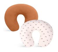 Winmany 2 Pack Muslin Nursing Pillow Covers Soft Cotton Newborn Breastfeeding Pillow Cover Baby Removable Feeding Pillow Slipcover for Boys Girls (Orange + Rainbow)