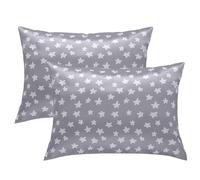 Winmany 2 Pack Toddler Pillow Cases Baby Silk Satin Pillowcases 49 x 36cm Cot Bed Envelope Pillow Cover Kids Soft Travel Pillow Pair Cases for Boys Girls Machine Washable (Grey Star)