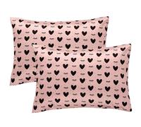 Winmany 2 Pack Toddler Pillow Cases Baby Silk Satin Pillowcases 49 x 36cm Cot Bed Envelope Pillow Cover Kids Soft Travel Pillow Pair Cases for Boys Girls Machine Washable (Pink Heart)