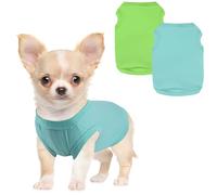 Winmany 2 PCS Small Dogs Clothes Puppy Summer Tank Top for Girl Boy Chihuahua Shih Tzu Pomeranian Shirts Vest (Green + Blue, XS)
