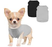 Winmany 2 PCS Small Dogs Clothes Puppy Summer Tank Top for Girl Boy Chihuahua Shih Tzu Pomeranian Shirts Vest (Black + Grey, M)