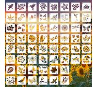 Winmany 60PCS Stencil Template for Painting Butterfly Flower Bird Drawing Template Reusable Openwork Stencil Painting DIY Crafts on Wood Wall Home Decor
