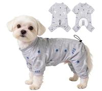 Winmany Dog Pajamas for Small Dogs, Soft Breathable Full Body Puppy PJs with Adjustable Back Length, Stretchy Dog Jumpsuit for Chihuahua Bichon Maltese Poodle, Cute Dog Outfit (Grey, XS)