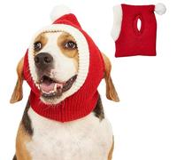 Winmany Dogs Christmas Hat with Ear Holes Small Medium Large Dog Cat Winter Knit Pompom Hat Pet Neck Warmer Ear Muffs Cute Xmas Costume (XL)