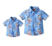 Winmany Father Son Matching Hawaiian Shirts Mens Boys Floral Beach Outfit Family Summer Vacation Short Sleeve Tops Blue