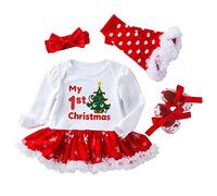 Winmany Newborn Baby Girls Christmas Romper Tutu Dress Outfit Headband Leg Warmer Shoes