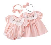 Winmany Sister Matching Dresses Outfits with Bow Headband Newborn Baby Short Sleeve Romper Toddler Girls Summer Clothes (1, Lil Sis, 0-3M)