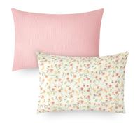 Winmany Toddler Cotton Muslin Pillowcases - Baby Girl Boy Pillow Case Travel Cushion Covers with Envelope Design - Cot Bed Accessories - Fit for 13"x18", 14" x 19", 12"x16" - Light Pink+Flower
