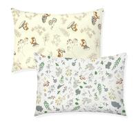 Winmany Toddler Cotton Muslin Pillowcases Baby Girl Boy Pillow Case Travel Cushion Pillow Covers with Envelope Design Cot Bed Accessories Fit for 13"x18" 14" x 19" 12"x16" Pillow (Leaf+Animal)