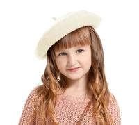 Winmany Toddler Girls Beret Hat Kids Solid Color French Beret Cap Fall Winter Wool Artist Hat Beige