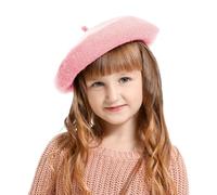 Winmany Toddler Girls Beret Hat Kids Solid Color French Beret Cap Fall Winter Wool Artist Hat Pink