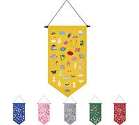Winmany Wall Hanging Brooch Jewelry Storage Case Canvas Display Stand Enamel Pin Display Banner Holder Earrings Necklace Glitter Pin Collection Organizer（Yellow）