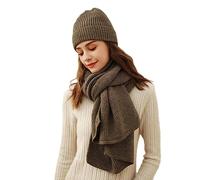 Winmany Women Winter Knitted Hat Scarf Set Solid Color Beanie Hat Neck Warmer Ski Cap