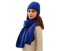 Winmany Women Winter Knitted Hat Scarf Set Solid Color Beanie Hat Neck Warmer Ski Cap