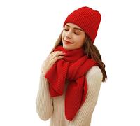 Winmany Women Winter Knitted Hat Scarf Set Solid Color Beanie Hat Neck Warmer Ski Cap