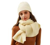 Winmany Women Winter Knitted Hat Scarf Set Solid Color Beanie Hat Neck Warmer Ski Cap