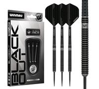 WINMAU Blackout Series 23g Parallel Steel Tip Dart Set | 90% Tungsten Darts - Professional Darts Set with Dart Flights & Shafts