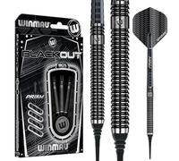 WINMAU - Blackout 1 Series 18g Barrel / 20g Full Weight - 90% Tungsten Darts - Professional Soft Tip Darts Set with Dart Flights and Shafts