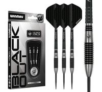 WINMAU Blackout Series 24g Torpedo Steel Tip Dart Set | 90% Tungsten Darts - Professional Darts Set with Dart Flights & Shafts