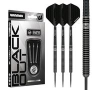 WINMAU Blackout Series 24g Parallel Steel Tip Dart Set | 90% Tungsten Darts - Professional Darts Set with Dart Flights & Shafts