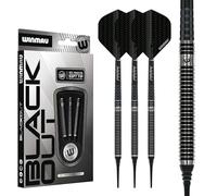 WINMAU - Blackout 1 Series 18g Barrel / 20g Full Weight - 90% Tungsten Darts - Professional Soft Tip Darts Set with Dart Flights and Shafts