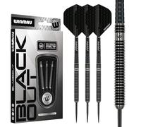 WINMAU Blackout Series 22g Parallel Steel Tip Dart Set | 90% Tungsten Darts - Professional Darts Set with Dart Flights & Shafts