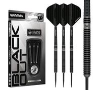 WINMAU Blackout Series 24g Parallel Steel Tip Dart Set | 90% Tungsten Darts - Professional Darts Set with Dart Flights & Shafts