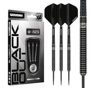 WINMAU Blackout Series 25g Parallel Steel Tip Dart Set | 90% Tungsten Darts - Professional Darts Set with Dart Flights & Shafts