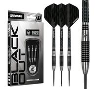 Winmau Blackout 90% Tungsten Steel Tip Darts - Bomb Shaped Ringed Barrel