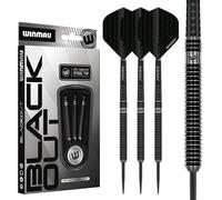 WINMAU Blackout Series 28g Parallel Steel Tip Dart Set | 90% Tungsten Darts - Professional Darts Set with Dart Flights & Shafts