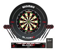 WINMAU Blade 6 Dartboard Surround Bundle Set Professional Darts Accessories Includes Blade 6 Dart board Surround 2 Sets of Black 19g Steel Tip Dar