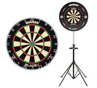 WINMAU Blade 6 Professional Bristle Dartboard + Xtreme 2.0 Portable Dartboard Stand Bundle - Official PDC Tournament Spec, Adjustable Tripod Mount, No Wall Installation Needed