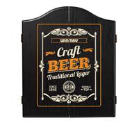 WINMAU Craft Beer Deluxe Dartboard Cabinet Set, Veneer-Effect Wood Dart Board Cabinet, Easy Wipe, Home & Away Scoreboard, Magnetic Closure, Fits All D