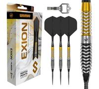 WINMAU Darts - Exion 22g Steel Tip Dart Set | Professional 90% Tungsten Darts Set | Switch Point Tech | Onyx & Gold Torpedo Barrels | 2x Interchangeable Points (Wave/Smooth) Rapid-Change System