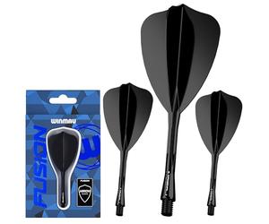 WINMAU Darts Fusion Integrated Flight & Shaft System - Arrow Shape & Design - Black Colour, Intermediate Length