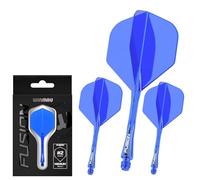 WINMAU Darts Fusion Integrated Flight & Shaft System - No.2 Shape & Design - Blue Colour, Intermediate Length