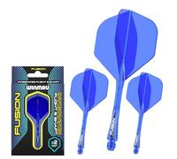 WINMAU Darts Fusion Integrated Flight & Shaft System - No.2 Shape & Design - Blue Colour, Short Length